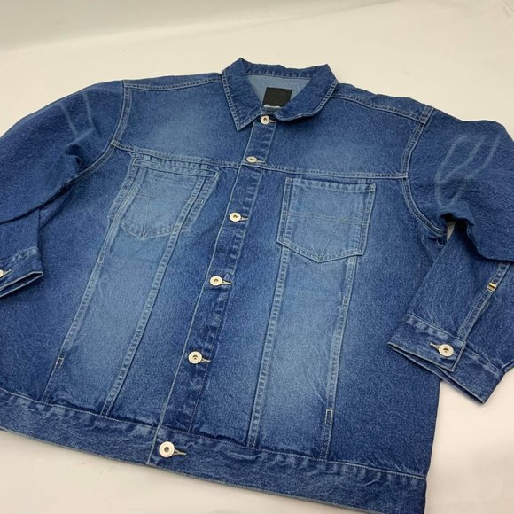 Men's Sean John Med Blue Sandblast Denim Jacket - Picture 1 of 3